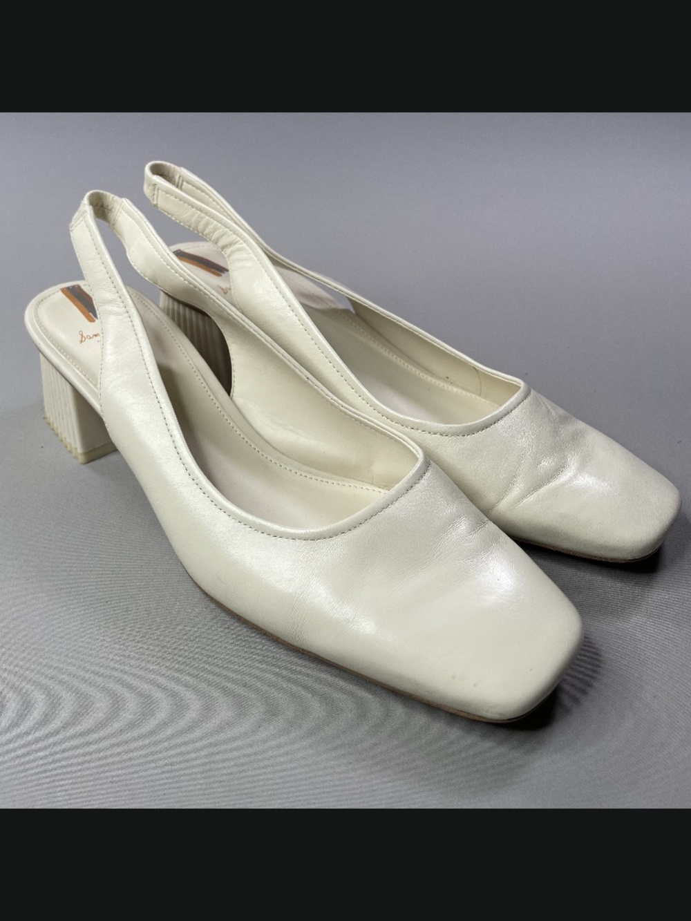Sam Edelman Cream Slingback Block Heel Pumps